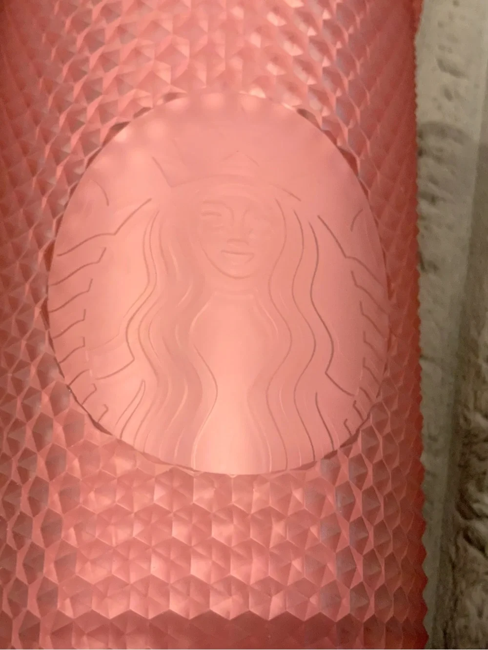 Starbucks Pink Faceted Tumbler with Embossed Siren 24 Ounce
